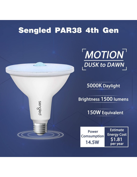 Luces de Inundación LED Sengled PAR38 5000K 1500LM Paquete de 4 Luces de Inundación LED Sengled PAR38 5000K 1500LM Paquete de 4