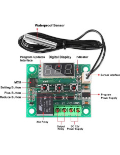 Controlador de Temperatura Digital AITRIP W1209 12V 3PCS -50 a 110C 2