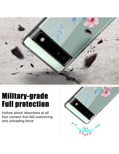 Funda TPU Transparente CameCosy para Google Pixel 6A - Flor de Cerezo