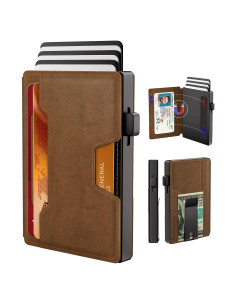 Billetera Slim de Cuero VISWORLD con Bloqueo RFID Marrón