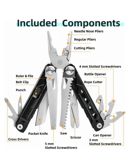 Alicate Multi Herramienta 17-en-1 WexyHonMi Acero Inoxidable