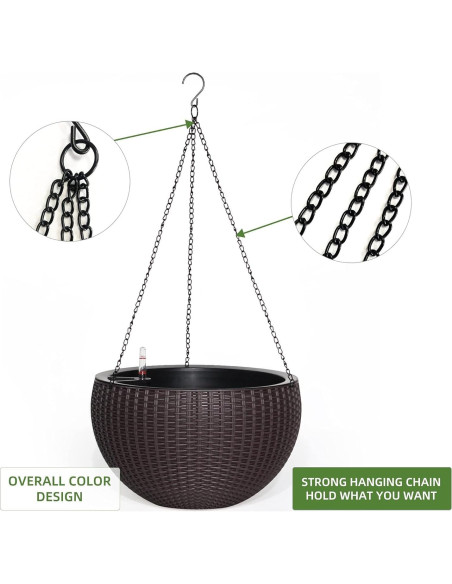 Maceta Colgante de Autorriego Dexceder 34.3 cm - Marrón y Blanco Maceta Colgante de Autorriego Dexceder 34.3 cm - Marrón y Blanco