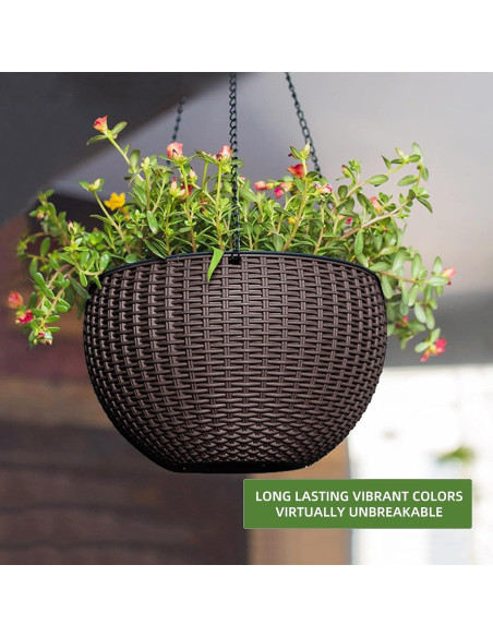 Maceta Colgante de Autorriego Dexceder 34.3 cm - Marrón y Blanco Maceta Colgante de Autorriego Dexceder 34.3 cm - Marrón y Blanco