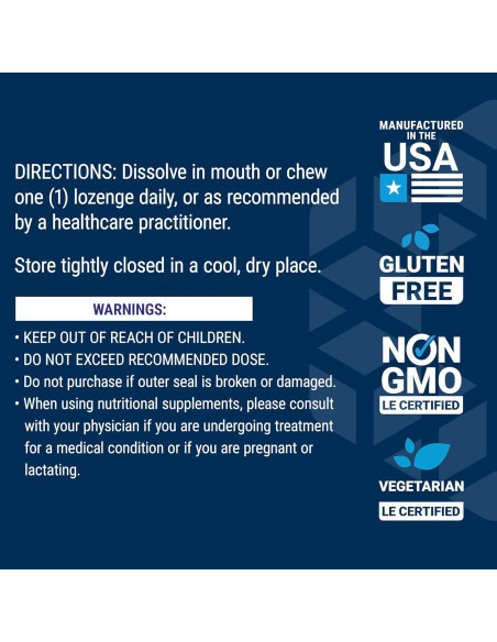 Suplemento de Vitamina B12 Methylcobalamin Life Extension 60 pastillas