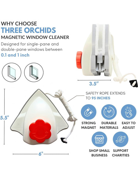 Limpiaparabrisas Magnético Ajustable Tres Orquídeas 0.1-1"