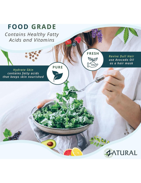 Aceite de Aguacate Zatural 100% Puro 473ml Prensado en Frío