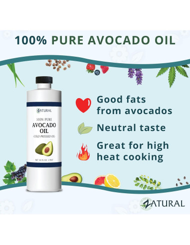 Aceite de Aguacate Zatural 100% Puro 473ml Prensado en Frío