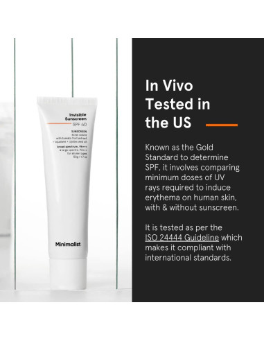 Gel Solar Invisible SPF 40 Minimalista 50g - Resistente al Agua