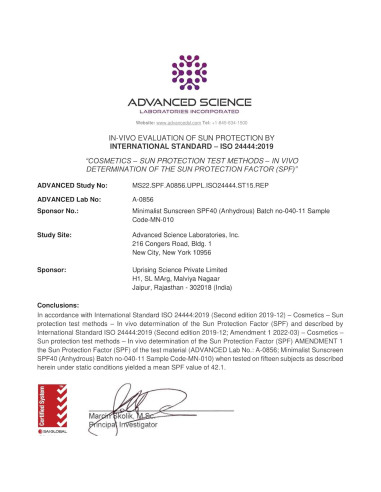 Gel Solar Invisible SPF 40 Minimalista 50g - Resistente al Agua