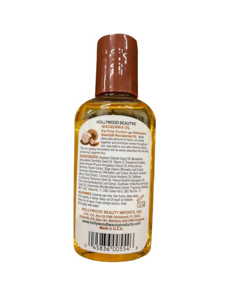 Aceite de Macadamia Hollywood Beauty 60ml - Hidrata y Fortalece