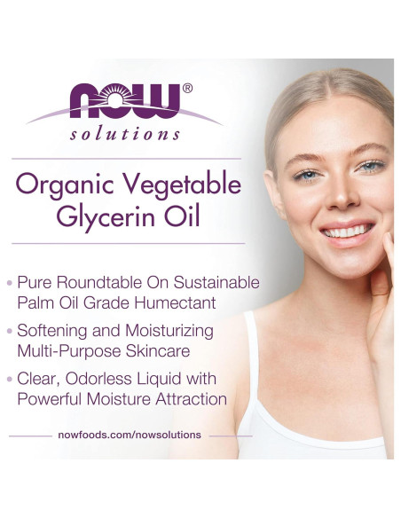 Aceite de Glicerina Vegetal Orgánica NOW Foods 100% Puro 226g Aceite de Glicerina Vegetal Orgánica NOW Foods 100% Puro 226g