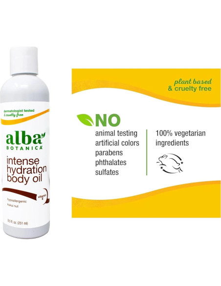 Aceite Corporal Hidratante Alba Botanica 250 ml Nuez Kukui