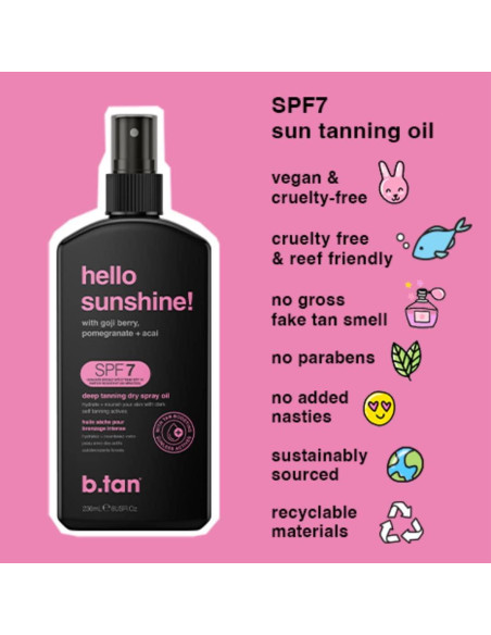 Aceite Bronceador SPF 7 b.tan 236.6 ml - Spray Seco Hidratante