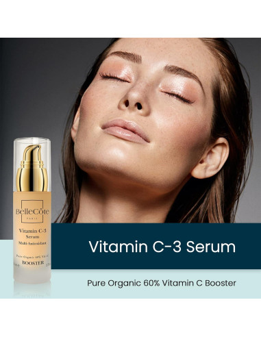 Suero Facial Antienvejecimiento BelleCte 30ml - Vitamina C3 Orgánica