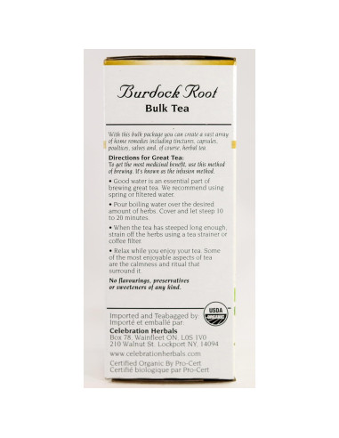 Raíz de Bardana Orgánica 60 g Celebration Herbals