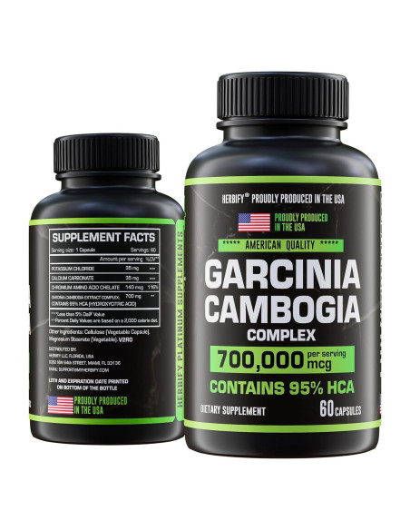 Suplemento Garcinia Cambogia HERBIFY 60 Cápsulas Energía y Digestión