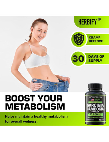 Suplemento Garcinia Cambogia HERBIFY 60 Cápsulas Energía y Digestión