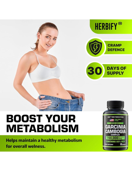 Suplemento Garcinia Cambogia HERBIFY 60 Cápsulas Energía y Digestión