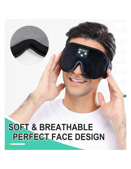 Máscara para dormir Bluetooth Boodlab con auriculares HD 3D