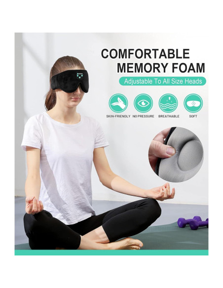 Máscara para dormir Bluetooth Boodlab con auriculares HD 3D