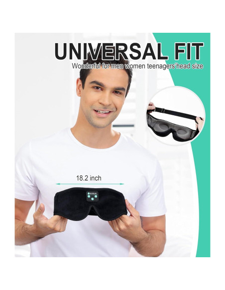 Máscara para dormir Bluetooth Boodlab con auriculares HD 3D