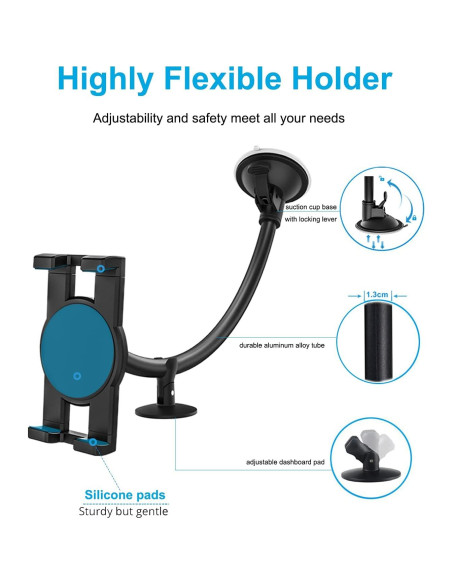 Soporte para Tablet en Parabrisas Woleyi, Brazo Largo 30 cm
