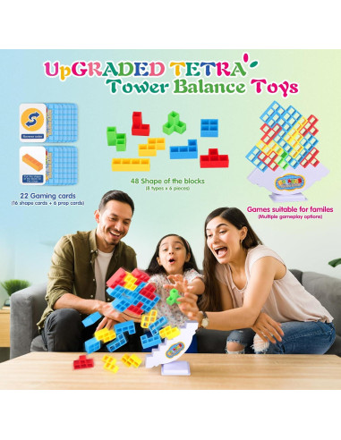 Juego de Torre Tetra 48 Pcs LIMYIOM - Juguete Educativo Familiar