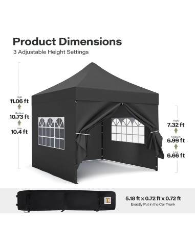 Carpa Plegable Instantánea LAUSAINT HOME 3x3m Impermeable