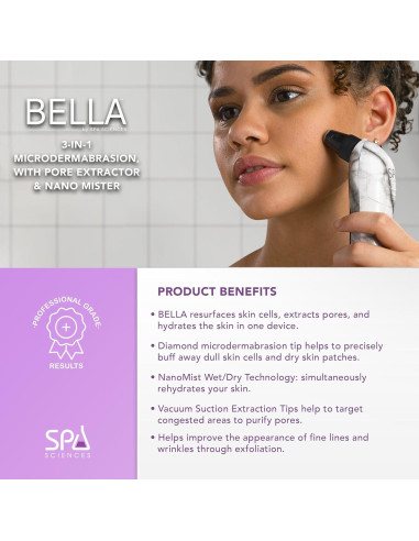 Extractor de Poros Spa Sciences BELLA 3-en-1 Microdermoabrasión