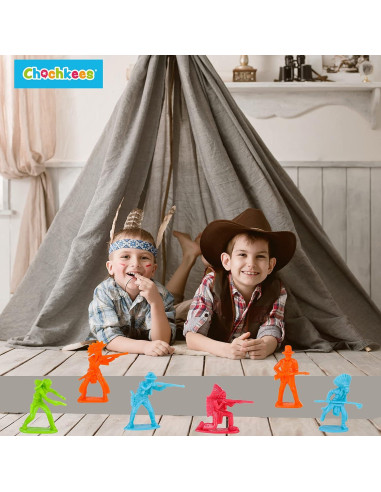 Figuras Nativas Americanas Vaquero e Indio Chochkees 144 Piezas