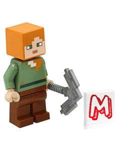 Minifigura LEGO Minecraft Alex con Pico de Hierro 5cm