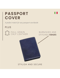 Funda de Pasaporte de Cuero Italiano Maruse Azul Marino 2