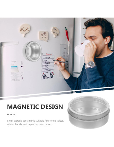 Garneck 2 Pcs Caja de Especias Magnética Aluminio 9cm