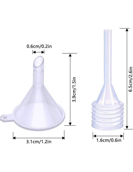 Paquete de 20 Mini Embudos Plástico CKANDAY con Pipetas y Cucharas Paquete de 20 Mini Embudos Plástico CKANDAY con Pipetas y Cucharas