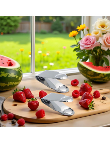 Juego de 3 Removedores de Tallos de Fresa JJLFresheners Acero Inoxidable