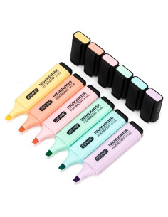 Marcador Resaltador ZEYAR 6 Colores Macaron Punta Cincel