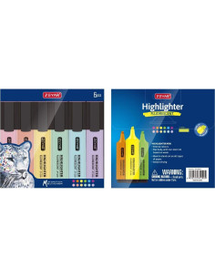 Marcador Resaltador ZEYAR 6 Colores Macaron Punta Cincel 2