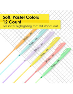 Marcadores de Resaltador Sharpie Pastel Suaves, 12 Unidades 2