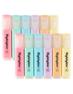 Marcadores Fluorescentes MaxGear Pastel Punta Cuchilla 12 Pzs