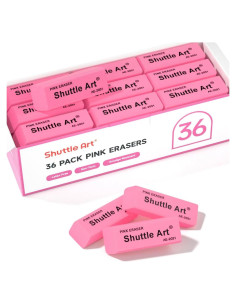 Borradores Rosados Shuttle Art, Paquete de 36 Unidades, Sin Látex