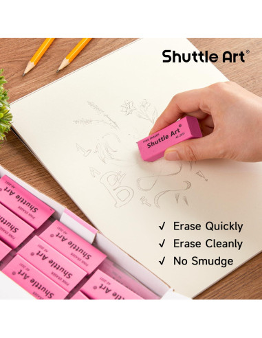 Borradores Rosados Shuttle Art, Paquete de 36 Unidades, Sin Látex