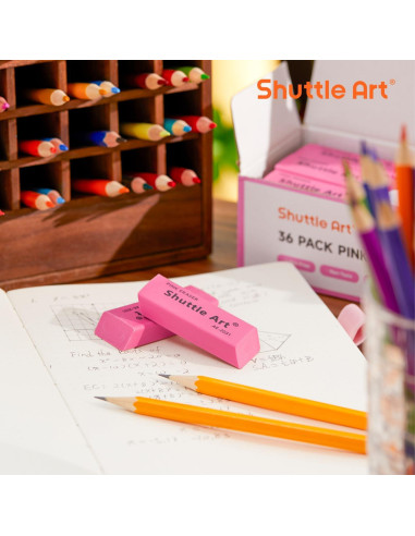 Borradores Rosados Shuttle Art, Paquete de 36 Unidades, Sin Látex