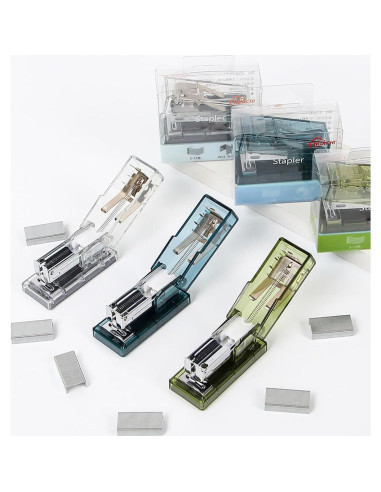 Grapadora Portátil Gerderk Transparente con 1000 Grapas