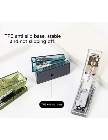 Grapadora Portátil Gerderk Transparente con 1000 Grapas