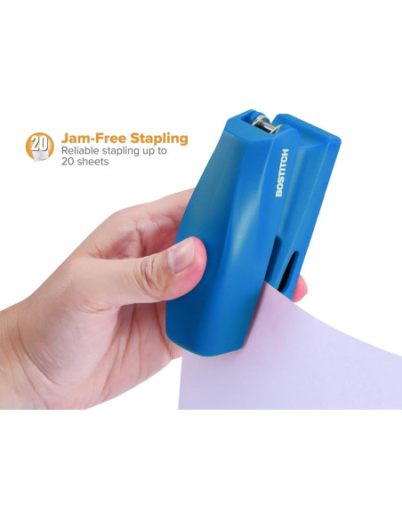 Grapadora Compacta Bostitch B150 Azul 20 Hojas con Almacenamiento
