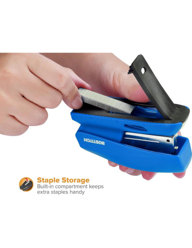 Grapadora Compacta Bostitch B150 Azul 20 Hojas con Almacenamiento
