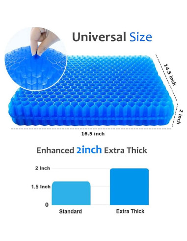 Cojín de Gel Extra Grueso Helishy 42x37x5 cm Azul