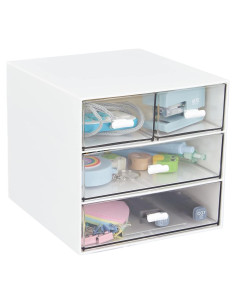 Organizador de Escritorio LETURE Blanco 4 Cajones Plástico 15.3x16.6x14.5 cm