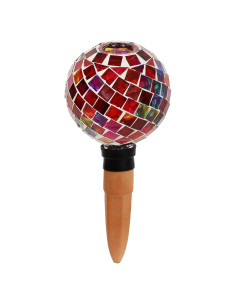 Globo de Riego de Vidrio Mosaico Sunnydaze 24.1 cm Magenta