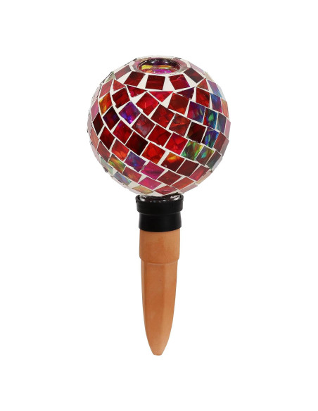 Globo de Riego de Vidrio Mosaico Sunnydaze 24.1 cm Magenta
